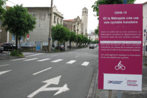 Paneau chantier voie cyclable spéciale Covid