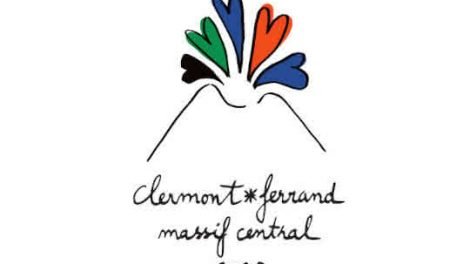 Logo le Volcamour de Clermont Massif Central 2028, signé Jean-Charlesde Castelbajac