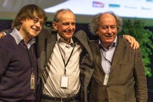 Cabu, Axel Khan et Michel Renaud au Rendez-vous du carnet de voyage 2014, quelques mois avant l'attentat / Photo Francis.Debaisieux