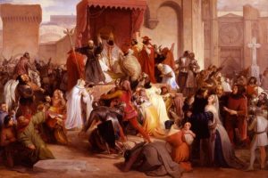 Le pape Urbain II prêchant la première croisade sur la place de Clermont, tableau de Francesco Hayez (1835