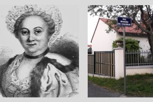 Angélique du Coudray. Des airs de matrone et une rue-impasse clermontoise, à Champradet. Lithographie, Villain (1833) - © Académie des sciences, belles-lettres et arts de Clermont. / © A.-S. Simonet