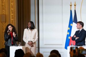 Prise de parole de Ouardia Zidane à l'Élysée /Photo ASM Omnisports