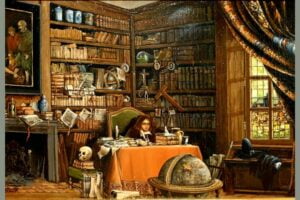 Blaise Pascal dans le cabinet des livres à Bien-Assis par P. Durin