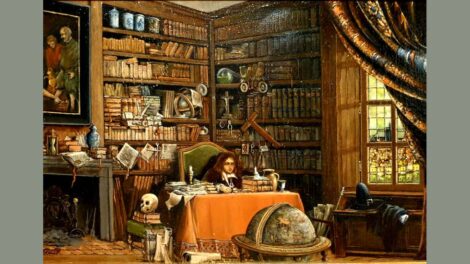 Blaise Pascal dans le cabinet des livres à Bien-Assis par P. Durin