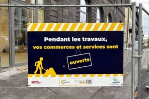 Panneau travaux commerces / Photo Clermont Auvergne Métropole
