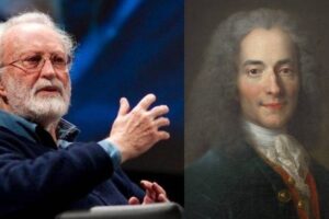 Scarlafi et Voltaire / photo Wikipédia et portrait Atelier de Nicolas de Largillière