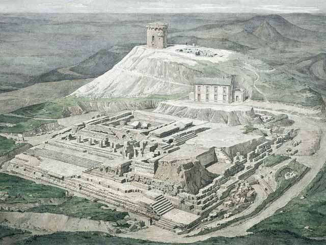 Aquarelle du Temple de Mercure  de Louis-Clémentin Bruyerre, 1876 (c) médiathèque du patrimoine