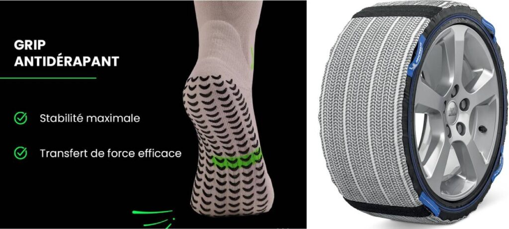 Les chaussettes de Décathlon et de Michelin