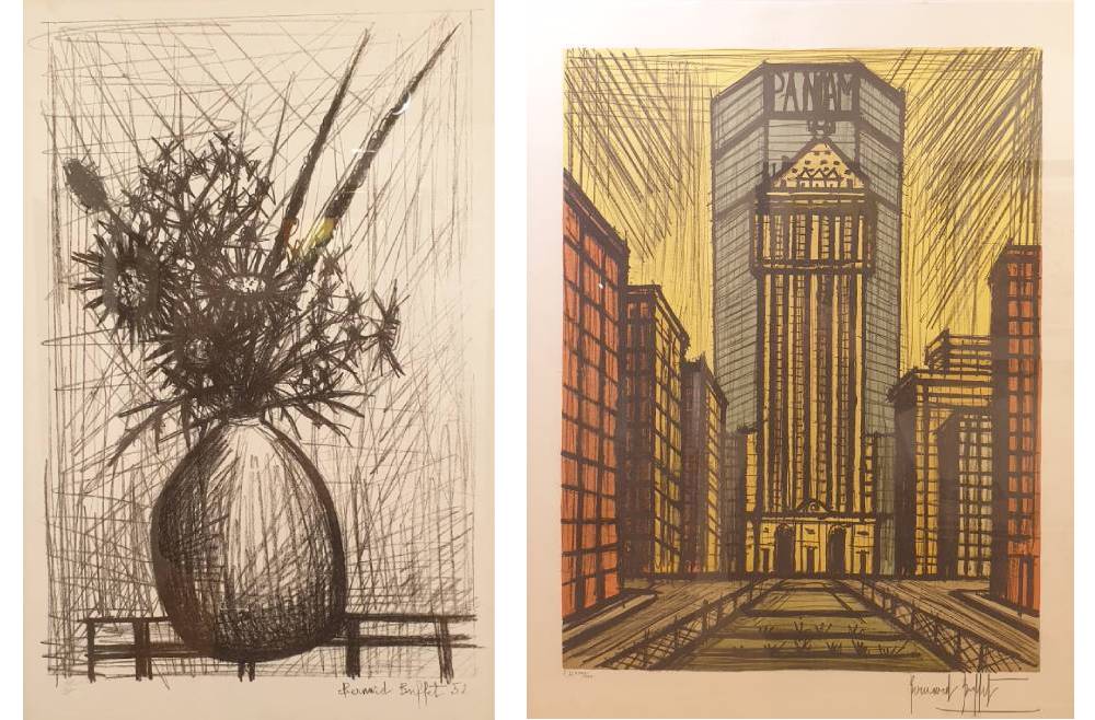 À gauche, la première gravure de Bernard Buffet