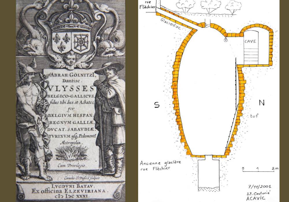 Mai 1626 – A. Gölnitz découvre les « cheires » et Clairmont.
© Voyages, éd. originale, Leyde, 1631 - D.R.
À Clermont, sous le plateau central, l’ancienne glacière de la rue Fléchier.
© J.-P. Couturié (†) - ACAVIC, 2001
