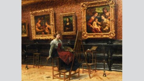 "Une copiste devant la Joconde au Louvre" peinture de Louis Béroud en vente de l'Ivoire Livre Tour 2025