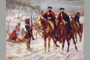 Comme deux « Frères », Washington et La Fayette chevauchent pour les USA. Huile sur toile, John Ward Dunsmore, 1907 © Bibliothèque du Congrès, Washington