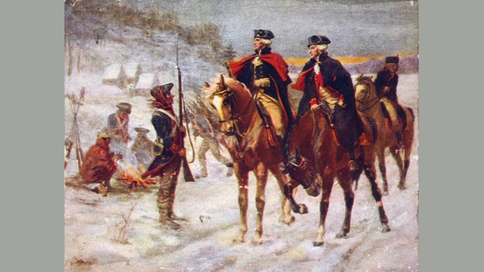Comme deux « Frères », Washington et La Fayette chevauchent pour les USA. Huile sur toile, John Ward Dunsmore, 1907 © Bibliothèque du Congrès, Washington