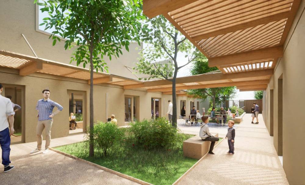 Patio du futur espace de vie socio-culturel et associatif d'Aubière / Illustration SP Architecte