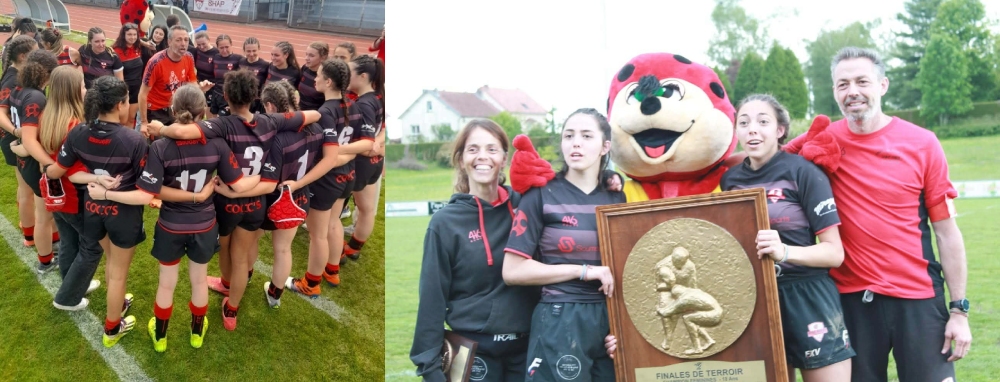 Damien Leder et les joueuses / Photo OFHC