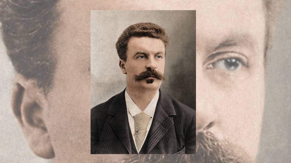 Guy de Maupassant photographié par Nadar, en 1888, l’année suivant la publication de Mont Oriol. (Document colorisé par IA) © Wikimedia Commons Materialscientist