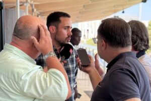 Florian Pitrau, représentant de Sport Féminin & Co face à la presse Photo SFACO