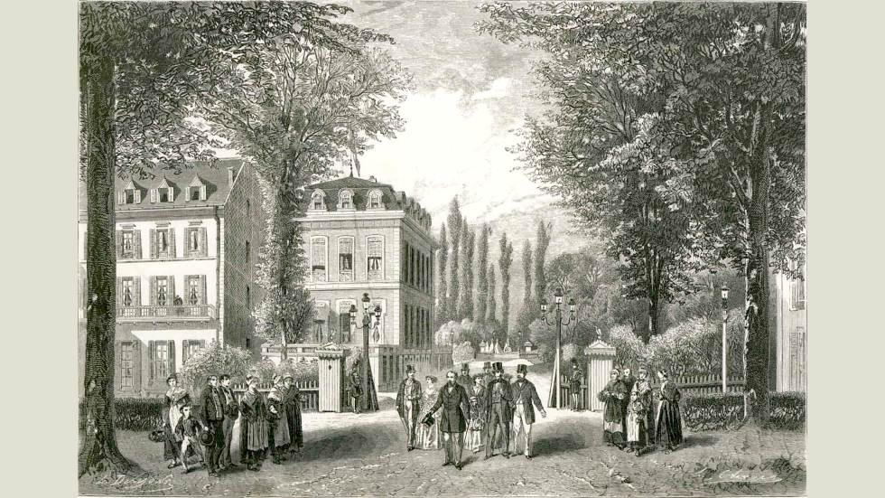 Promenade de Napoléon III dans le parc, Vichy Sévigné, Vichy Napoléon, 1862. © Bibliothèque numérique UCA